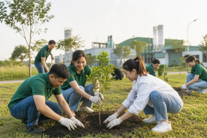 Đội ngũ Hùng Phát tham gia trồng cây xanh