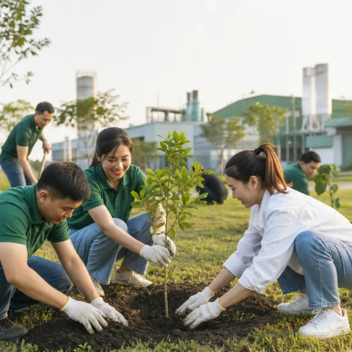 Đội ngũ Hùng Phát tham gia trồng cây xanh