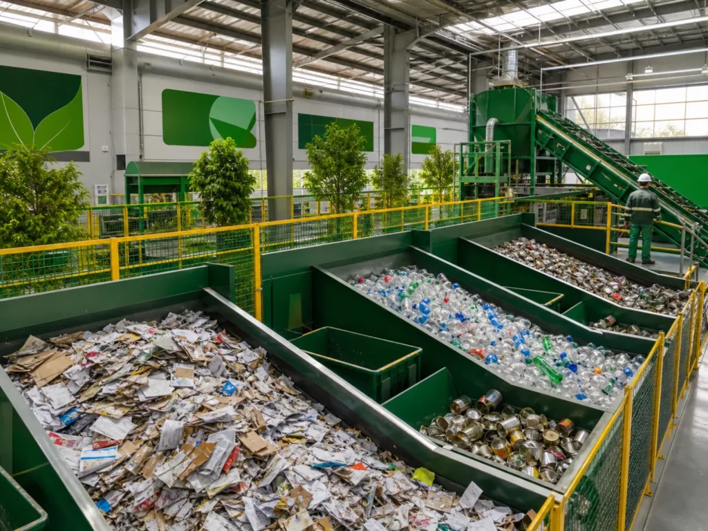 Dây chuyền phân loại vật liệu tái chế tại nhà máy